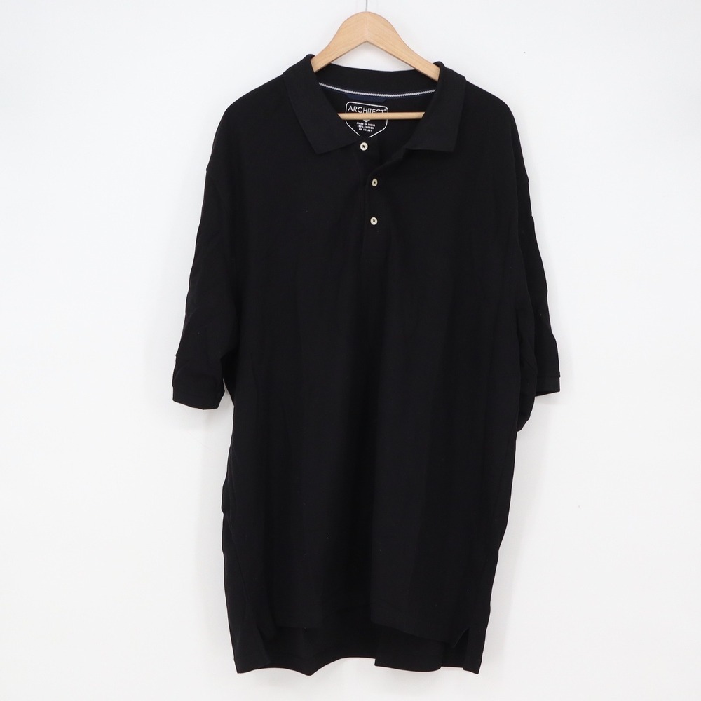 Architect Polo Shirt Mens XXL Black Short Sleeve Solid Cotton Excellent